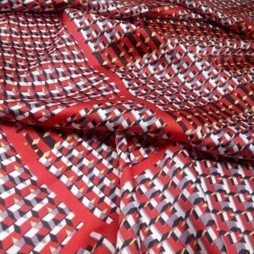 Silk Chiffon Fabric Summer Cooling Slippy New Dress Chiffon Plaid Printed Fabric Dropping Chiffon