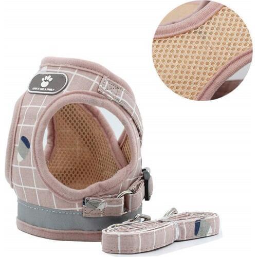 Dog Cat Harness and Leash set Breathable Soft Mesh Reflective Adjust Small Medium Dogs Puppy Vest Chest Harness No Pull No Choke