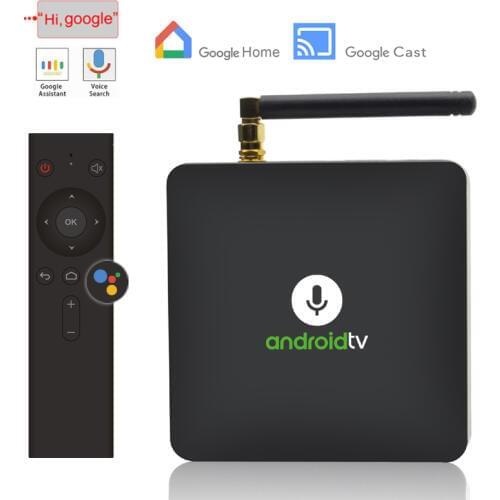 Quad-core Google Home Chromecast Google Voice Smart Android TV Box Voice Remote Control H.265 4K Youtube HDMI 2.0 Set Top Box