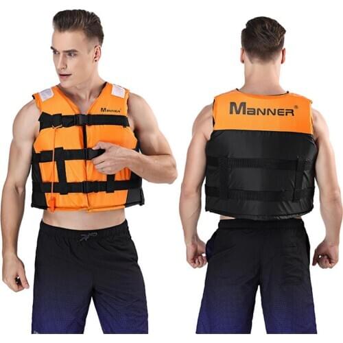 Mounchain Outdoor 40-90KG Adult Unisex Life Jacket Buoyancy Suit Lifejacket Rescue Vest for Swimming boating Water Sports M, L