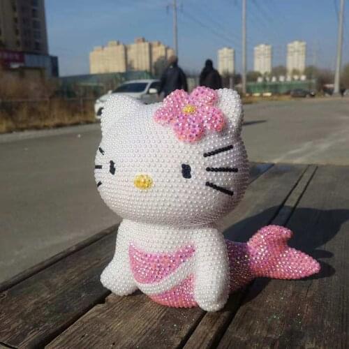 Super Cute Kitty Mermaid Coin Box Bling Rhinestone Kitty Cat Money Bank Home Decor Accessories KT Coin Saving Box Money Box