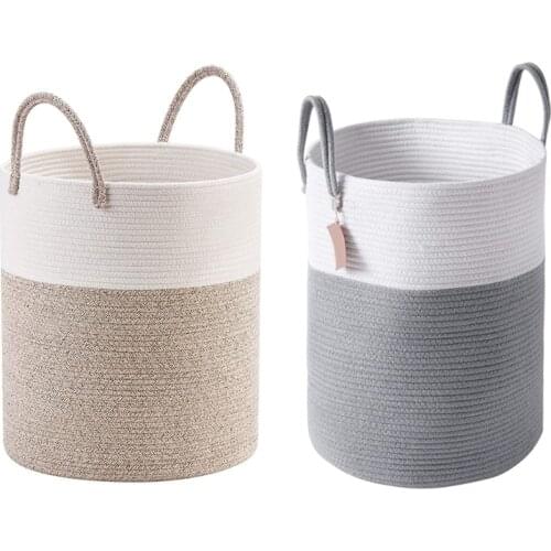 Hand Woven Sundries Storage Basket Clothing Toy Collection Bucket Creative Cleaning Organizer Barrel Crafted Cotton