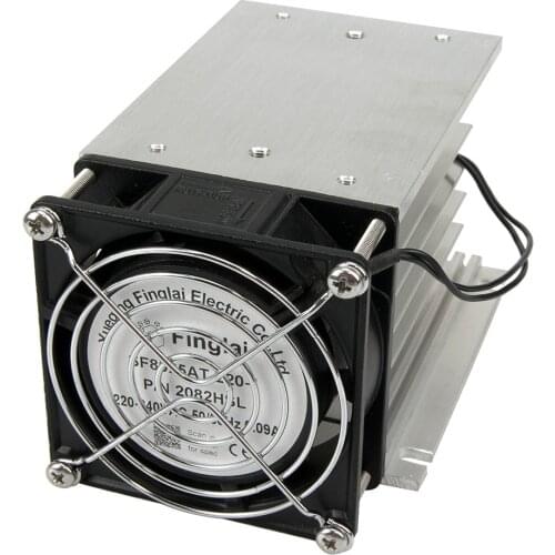 FHSH01F-110 110*100*80 mm 60A three phase solid state relay SSR aluminum heat sink radiator with 220VAC fan and protective cover