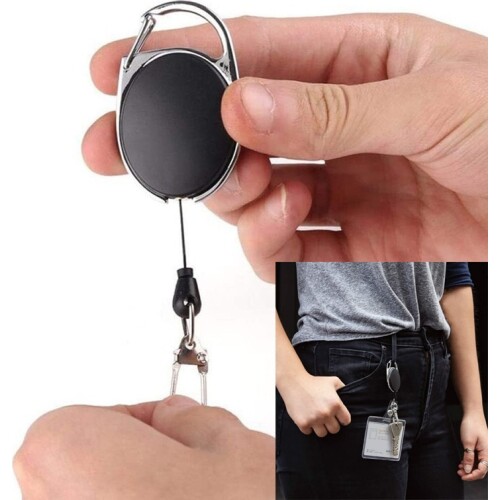 Retractable Pull Badge Reel Zinc Alloy ABS Plastic ID Lanyard Name Tag Card Badge Holder Reels Recoil Belt Key Ring Chain Clips