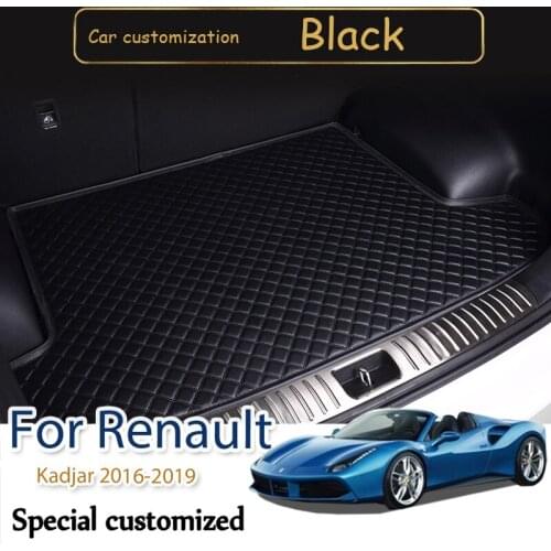 High quality Custom Leather Car Trunk Mats For Renault Kadjar 2016-2019 Rear Trunk Floor Mat Tray Carpet Mud