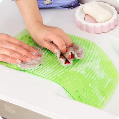 Candy Color Square Suction Cup Mini-Washboard Bathroom Soft Slip-resistant Plastic Washboard For Laundry