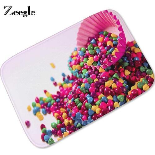 Zeegle Rainbow Candy Pattern Floor Mat Carpet For Living Room Home Decor Floor Rug Kitchen Non-slip Carpet Mats Bedroom Rug