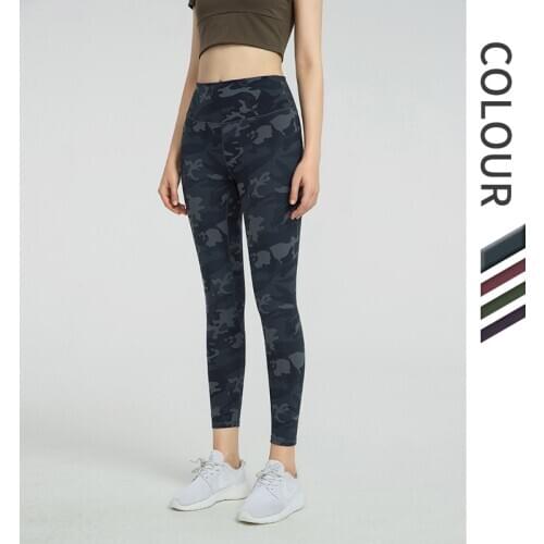 Winter women 7/8 25'' inseam camo high-rise wide waistband Sport Fitness yoga pants gym soft sweat wicking work out leggings