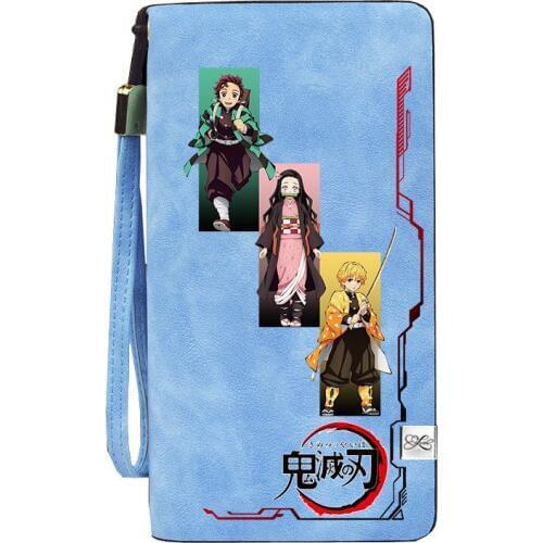 Demon Slayer: Kimetsu no Yaiba Anime Short Wallet Long Coin Purses Kamado Tanjirou Pu Leather Women Carteira Phone Clutch Bag