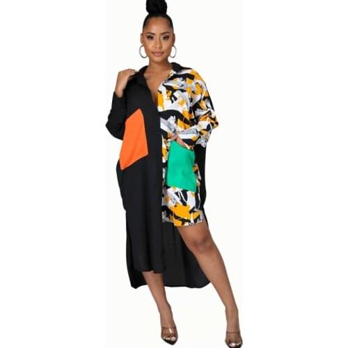 Women Lapel Casual Design Shirt Dress Long Sleeve Knee Length Lrregular Leopard Print Summer Dress Vestido Mujer 2021 Loose Robe