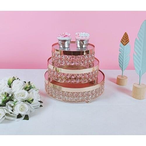 1pcs round cake tray gold color crystal plate