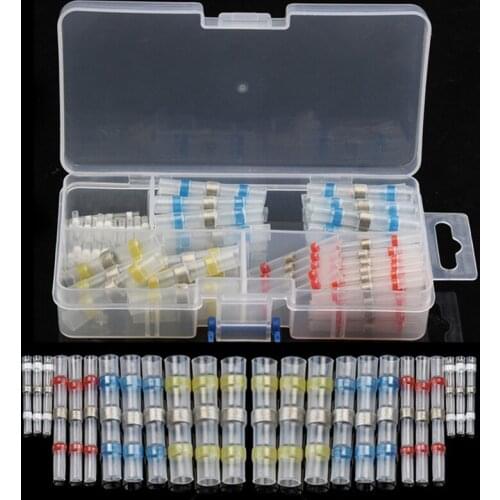 100PCS Waterproof Electrical Wire Connectors Insulated Solder Sleeve Tube Heat Shrink Soldering Terminals Butt Connectors Kit