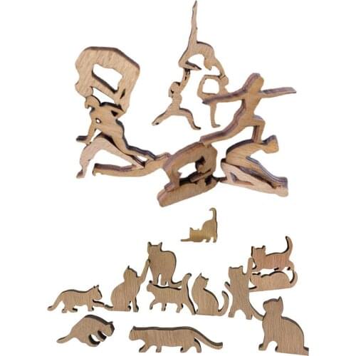 12PCS Mini Wooden Doll Desktop Stacking Game Toy Parant-Children Interactive Game Montessori Early Educational Wooden Toys Gift