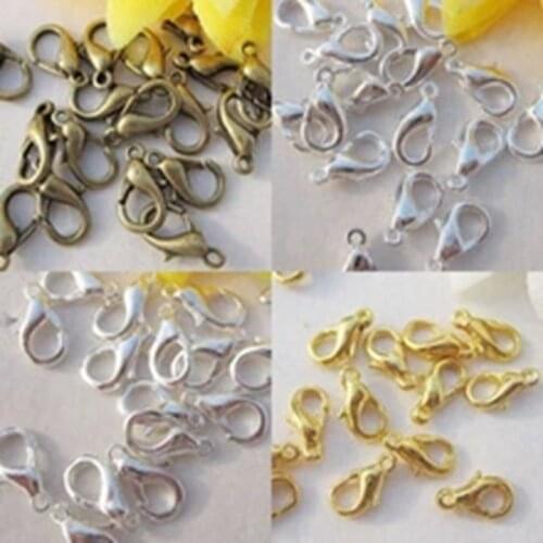 200PCS 14mm Brown/gold/silver/nickel Please choose 1 color. Plated Lobster Clasps Claw Jewelry Fastener Hook Finding 011019012