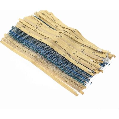 2500Pcs/lot 1% 1/4W 0.25W Metal Film Resistor 50 Values Assortment Kit 1Ω~10MΩ Range