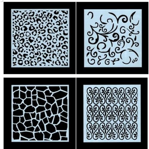 4PCS classic Leopard print pvc Layering Stencils for DIY Scrapbooking/photo album Decorative Embossing DIY Paper Cards Crafts