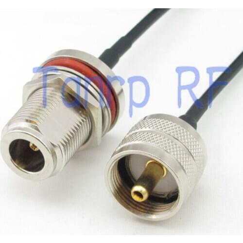 8in UHF male PL259 to N female with nut bulkhead RF connector adapter 20CM Pigtail coaxial jumper cable RG174 extension cord
