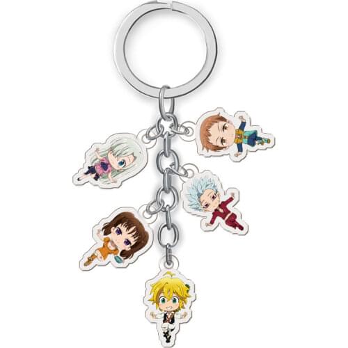 Anime The Seven Deadly Sins Keychain Cartoon Elizabeth Hawk Ban Acrylic Pendent Keyring