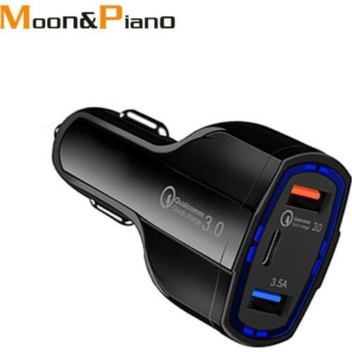 Quick QC3.0 Dual USB Car Charger Car Lighter Slot Fast PD Car Charging Phone Android Charge Adapter Data Tablet Car-Charger