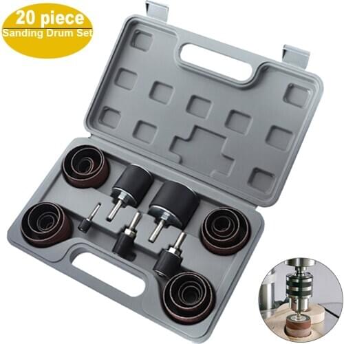 Drum Sander Kits With Case for Drill Press Woodworking Sanding Drum set 80grit Sanding Coarse Sleeves 120grit Fine Sleeves