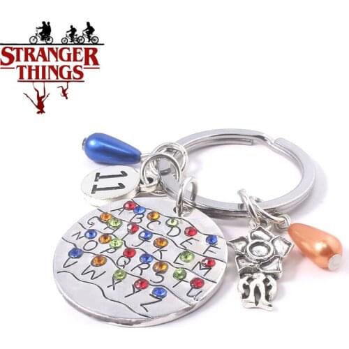 Tv Show Stranger Things Alphabet Bulb Keychains 26 Letter With String Lights Zinc Alloy Keyings Christmas Gift
