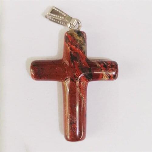 1 Pcs 44x30x8mm Natural Palm Red Rainbow Jasper Cross Hand-Carved DIY Necklace Jewelry Making Reiki Healing Pendant Bead