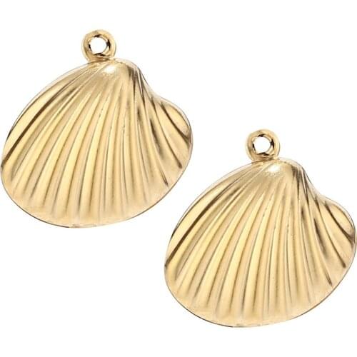 10pcs Stainless Steel Gold Silver Sea Shell Bead Dangle Charm Pendant 19mm Width DIY Jewelry Making Top Quality