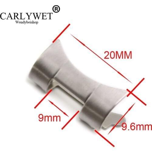 CARLYWET 20mm New Stainless Steel Silver Watch Band Bracelets whole brushed Curved end Parts 2pcs for strap for 455B