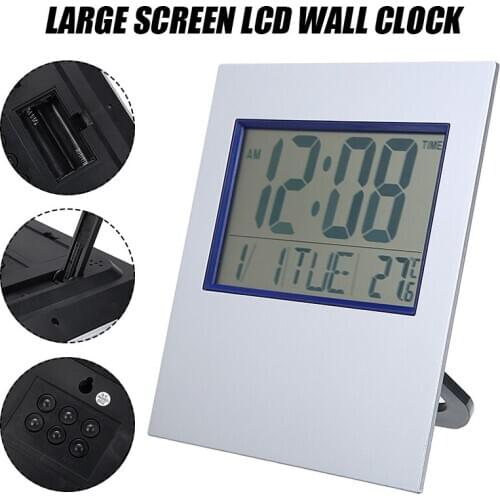 Home LCD Digital Alarm Clock Temperature Time Display Desk Clock Timer With Snooze Function Large Screen For Home Decor