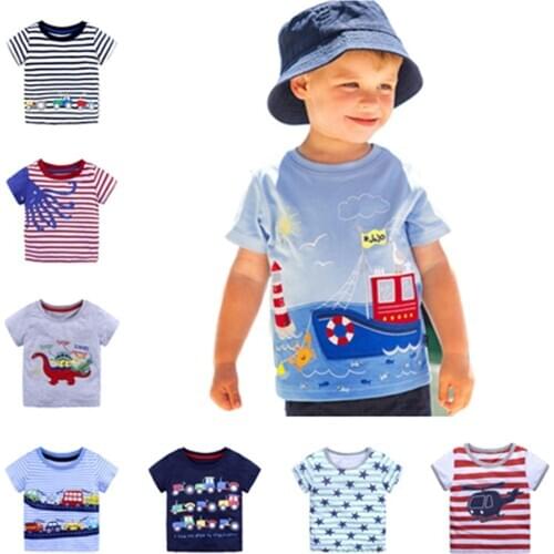 2020 Baby Boys T Shirts Children Tee Shirts Summer Dino tshirt Short Sleeve Multi-colors Kids Top 100% Cotton 18Month 2 3 4 5 6T