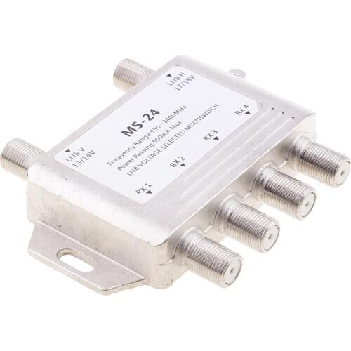 DTV 2X4 Multiswitch LNB Voltage Selected 2-In/4-Out Satellite Multiswitch Connecting 2 Satellite TV Signals Simultaneously