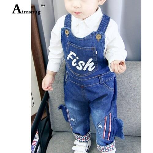 Unisex Girls Boys Demin Jumpsuits Cute Print Kids Clothes Multi-Pocket Jeans Romper European Style 2021 Children Demin Bodysuits