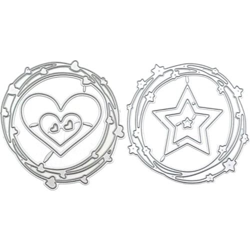 Circle Love Border Star/Heart Shaped Carbon Steel Cutting Dies DIY Scrapbooking Photo Album Embossing Paper Cards Making