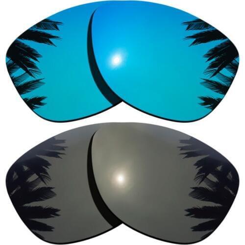 Ice Blue Mirrored+Black) 2-Pairs Polarized Replacement Lenses for Frogskins Frame 100% UVA & UVB Protection