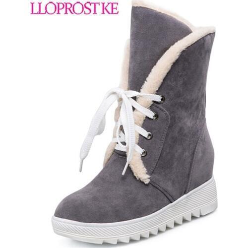Lloprost ke 2020 fashion winter boots platform women boots lece round toe ankle boots high quality casual shoes big size 34-43