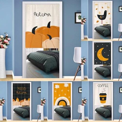 Nordic Cartoon Partition Door Curtain Fabric Curtain Bedroom Kitchen Half Panel Curtain Shower Blackout Curtain Home Decoration