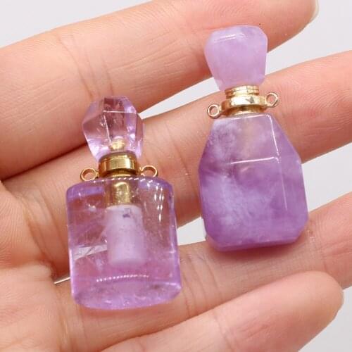 2021 New Natural Stone Gemstone Amethyst Pendant Perfume Bottle Cute Handmade Crafts Making DIY Necklace Jewelry Gift for Women