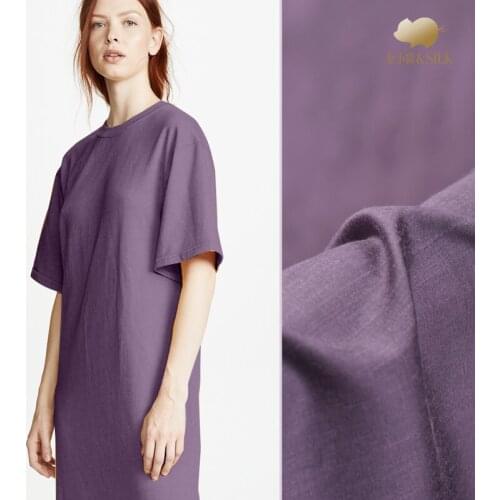 Dyed heavy silk linen fabric purple dress costume cheongsam silk fabric wholesale linen cloth 141cm