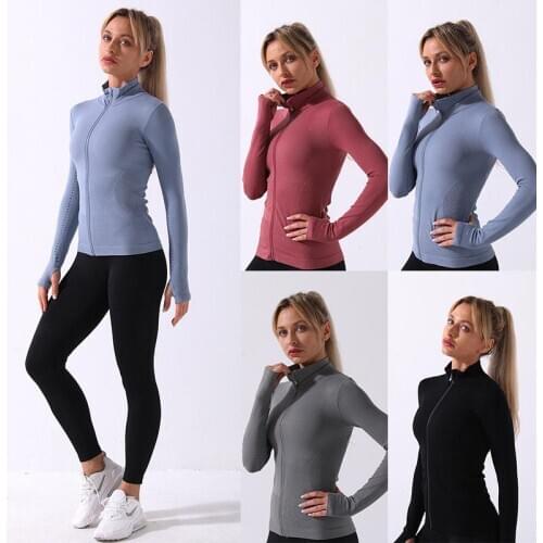 Autumn Winter Seamless Yoga Jacket Long Sleeve Zipper Sports Top Gym Sport Workout Gym Running Training Fitness Coat