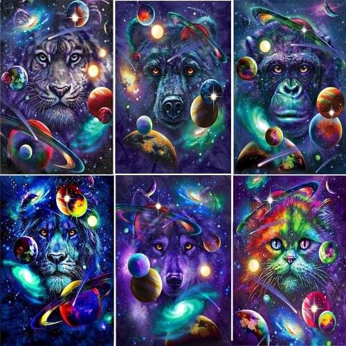 Full Diamond Painting 5D DIY Fantasy Universe Star Wolf, Tiger Cross Stitch Kit Rhinestone Inlaid Embroidery Home Decorationme