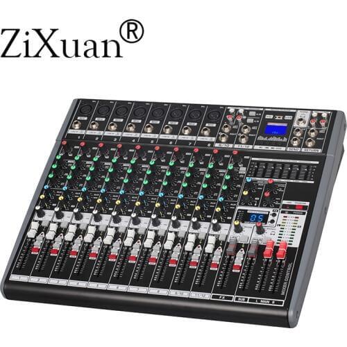 Pro mixer audio console Music dj Studio 12 channels 8 mono 2 stereo 7 brand EQ 16 effect USB MP3 play DC 48V phantom power