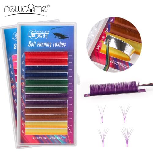 NEWCOME Colorful Blooming Eyelash Extension Auto Fans Volume Eyelash Easy Fanning Lashes High Quality Natural Soft Makeup Tool