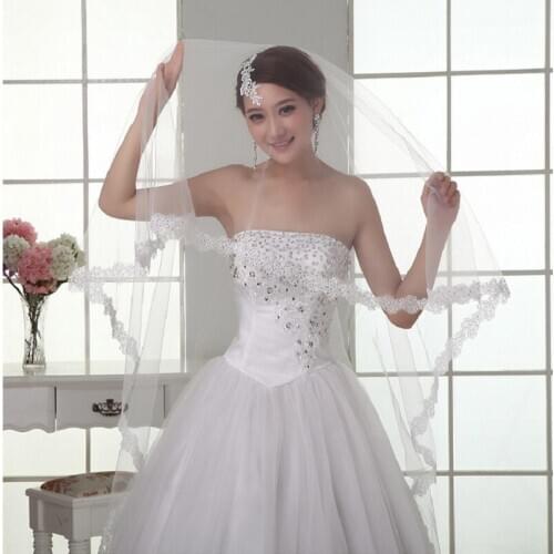 Romantic White Wedding Bridal Short Veil One Layer Wedding Party