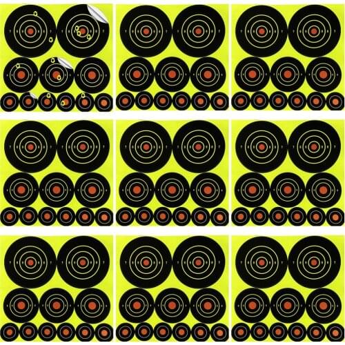 1", 2" & 3" combination Splatter Reactive Bullseyes self adhesive shooting stickers targets