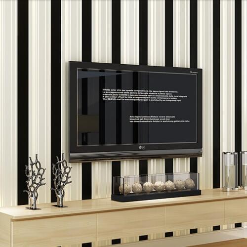 Beibehang modern non-woven black white silver glitter striped wallpaper for walls 3 d wall paper roll papel de parede listrado