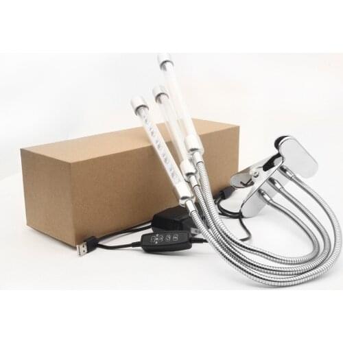 CF Grow Three Head Led Grow Light Clip Base 27W 54 LEDs Dimmable Plant Growing Lamp for Office Indoor Greenhouse Plants Herbs