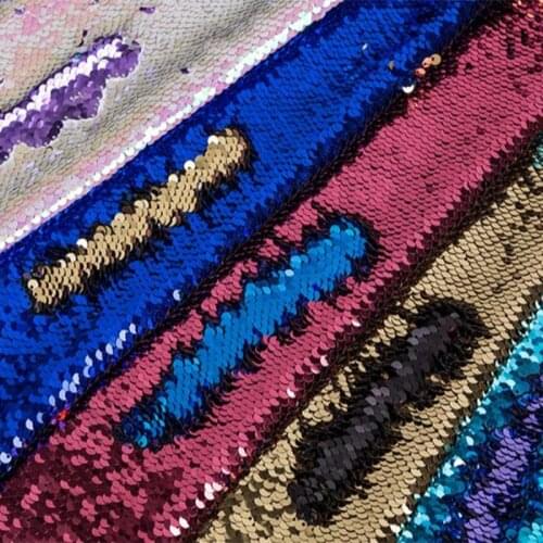High Quality 130*45cm Reversible Mermaid Fish Scale Sequin Fabric Sparkly Paillette fabric For Dress/Bikini/Cushion/Clothes