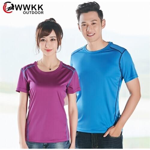 WWKK 2020 Men/Women Outdoor T Shirt Breathable O-neck Solid Tees/Tops Quick Dry Light Couple Fitness Compression Hiking T-Shirts