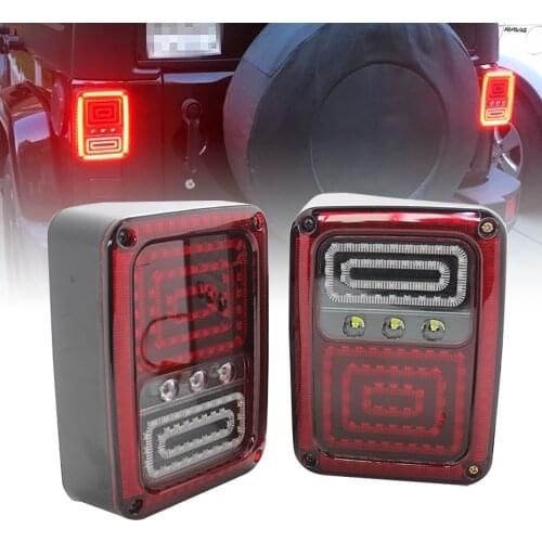 1 Pair LED Tail Lights Rear Lamps Brake Taillight Turn Signals For Jeep Wrangler JK 2007-2017