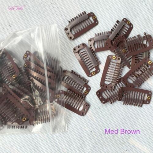 20pcs Metal HairPin 32mm Snap Clips for Hair Extension I Shape Wig Clips tool 9 Teeth Hair Extension Clips Black Color